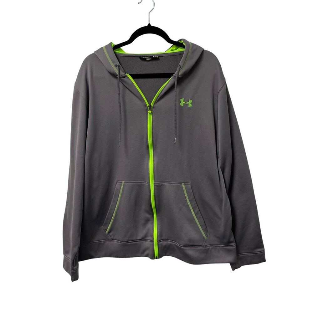 UNDER ARMOUR FULL ZIP HOODIE MENS L FLEECE LINED CASUAL COMFORT GRAY LOOSE FIT